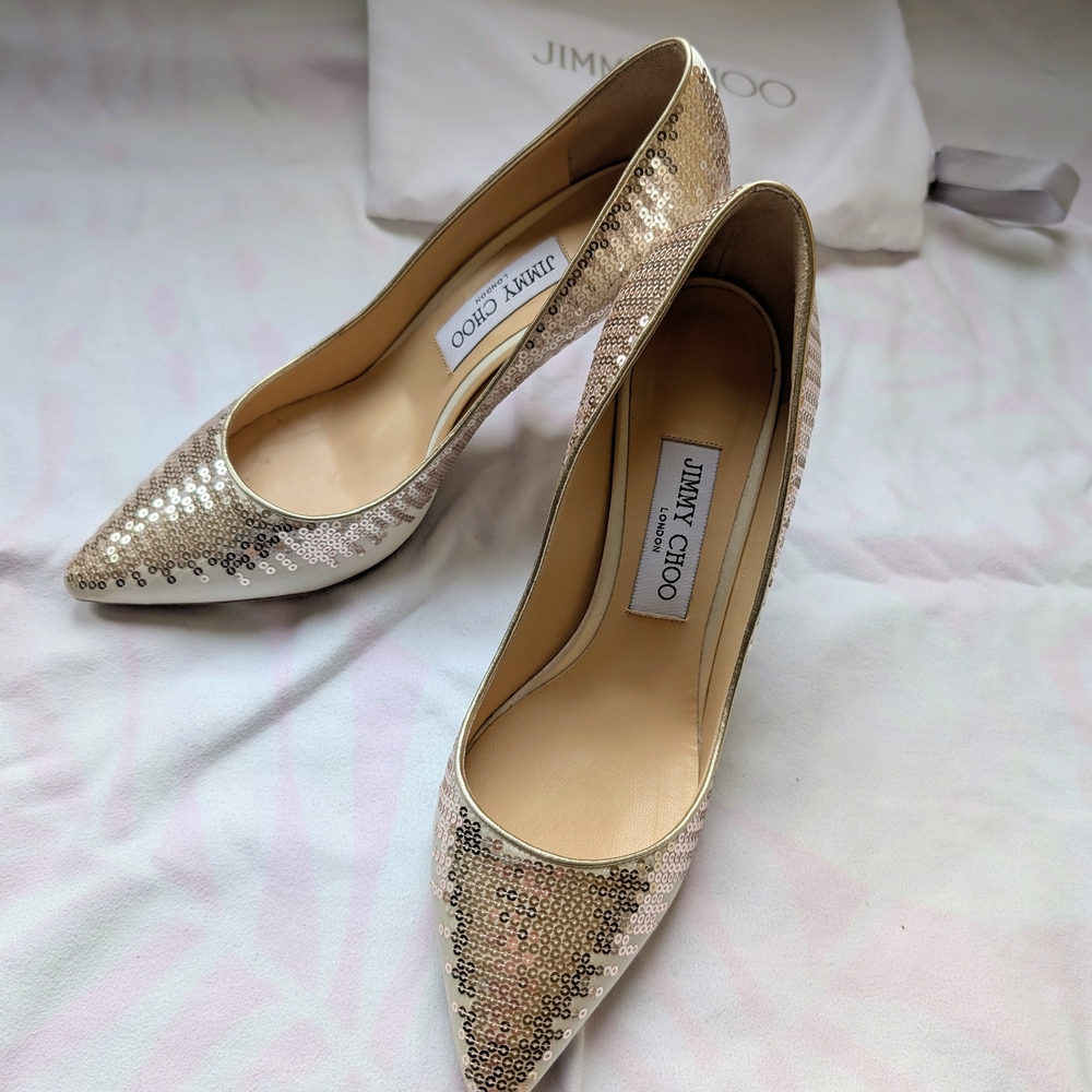 Jimmy Choo Sparkling Gold Sequin Heels